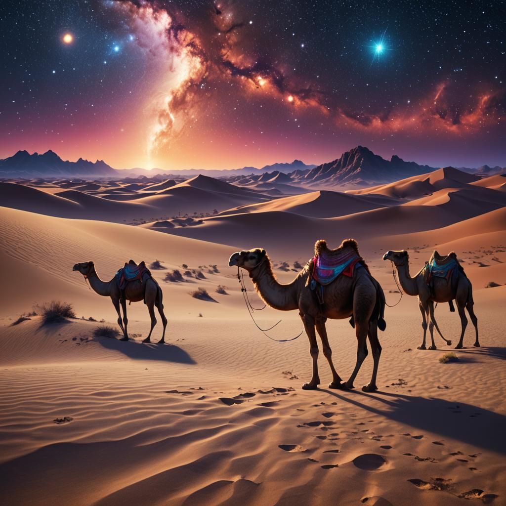 Sparkling Desert Fantasy Landscape in Digital Painting