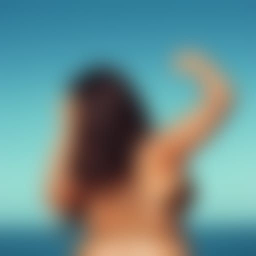 Curvy Woman in Bikini on Beach, Hyper-Realistic