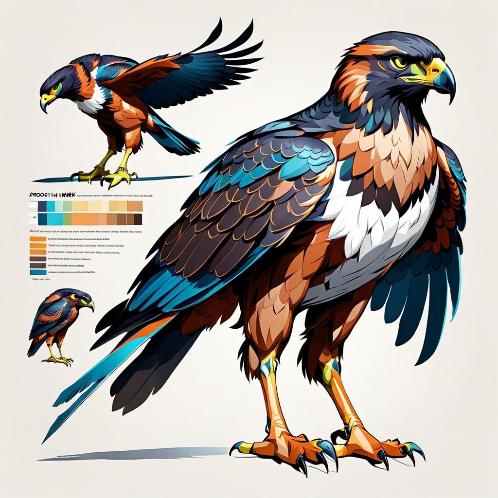 Full body anatomy sketch, about a strong hawk with the body ...