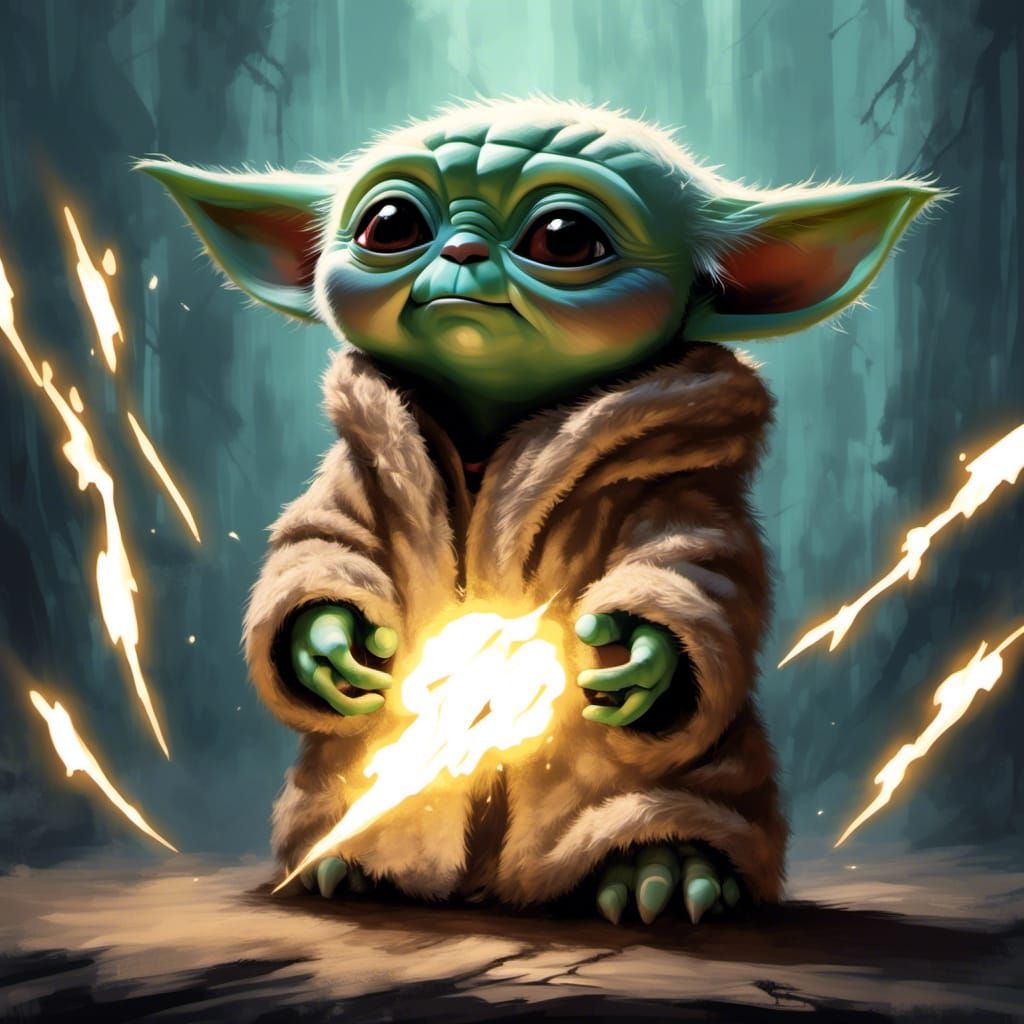 Grizzly Bear Baby Yoda with Force Lightning