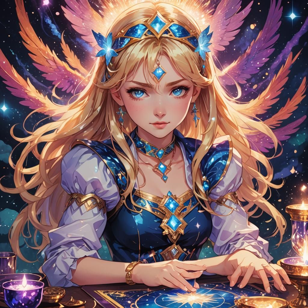 Magical Girl Anime Tarot Reader Illustration