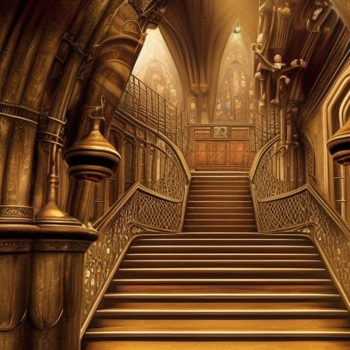 the ultradetailed wide and long stairs of Hogwarts are very ...