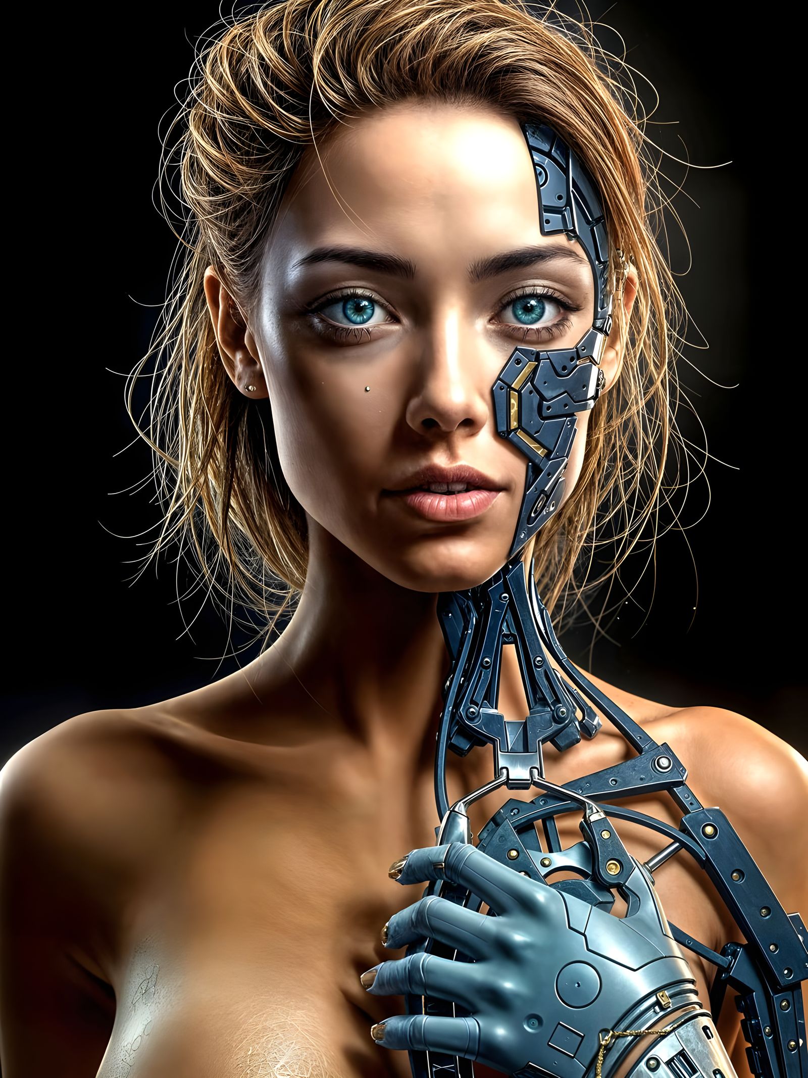 Attractive Woman Reveals Mechanical Components