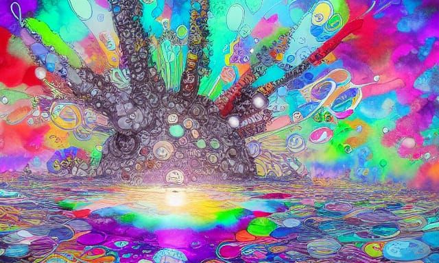 Kaleidoscopic Panopticon Tree in Detailed Matte Painting