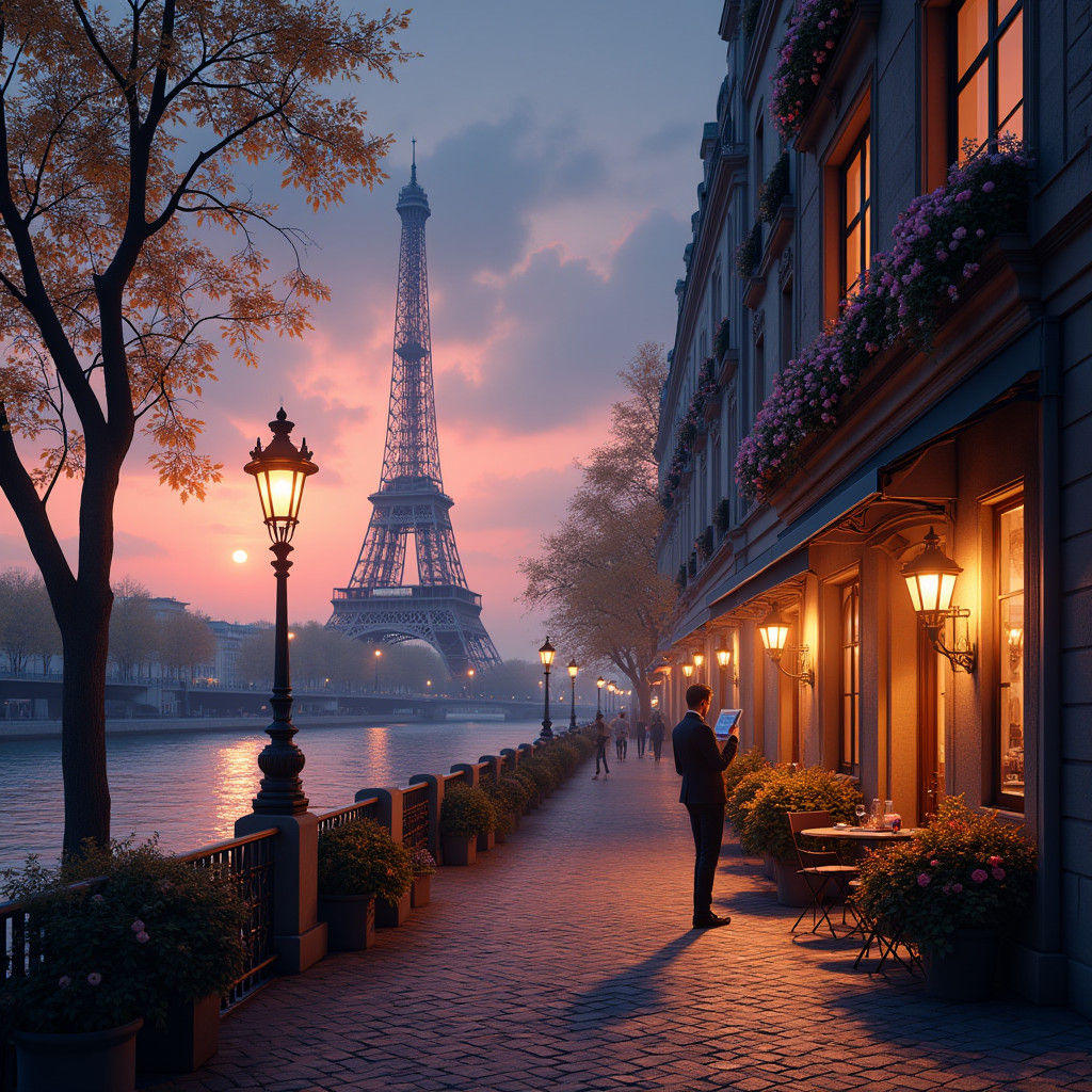 Romantic Paris at Twilight: City of Lights
