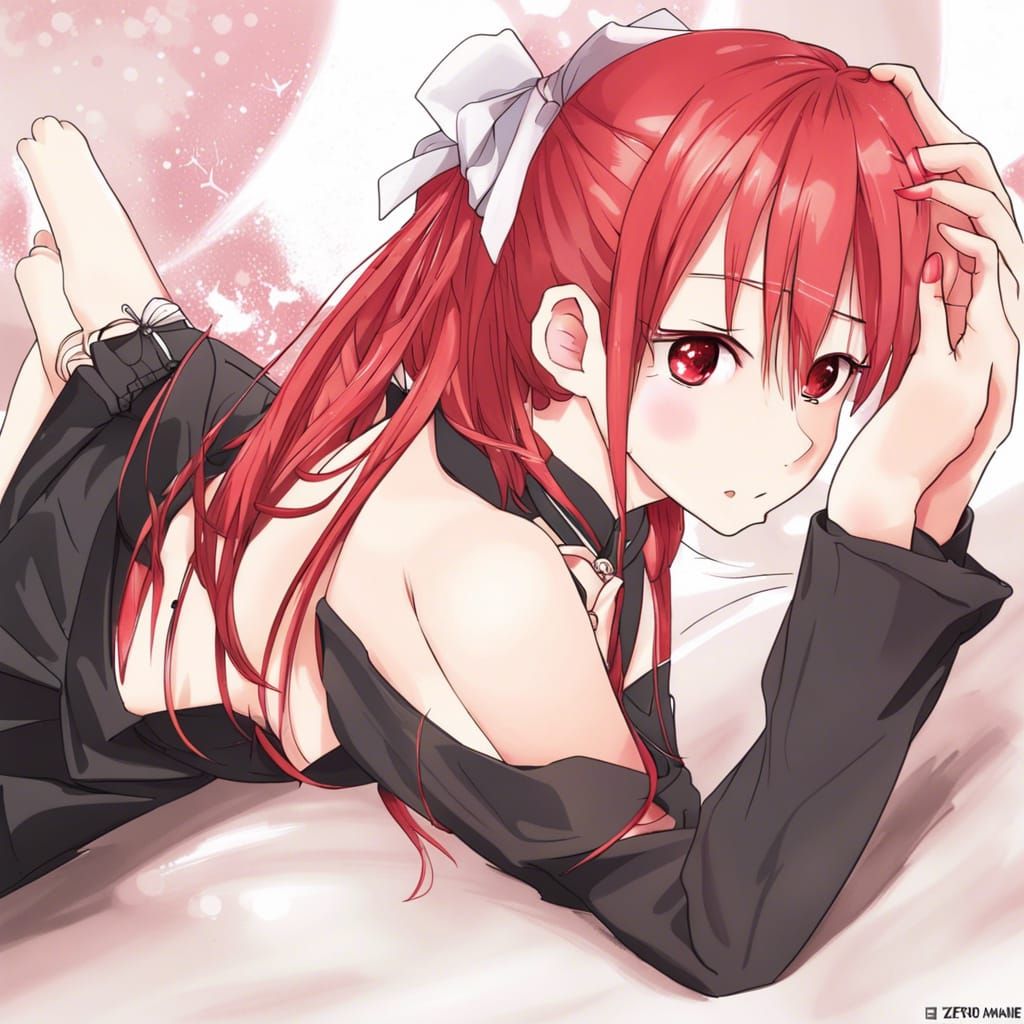 Anime Style Red-Haired E-Girl Illustration