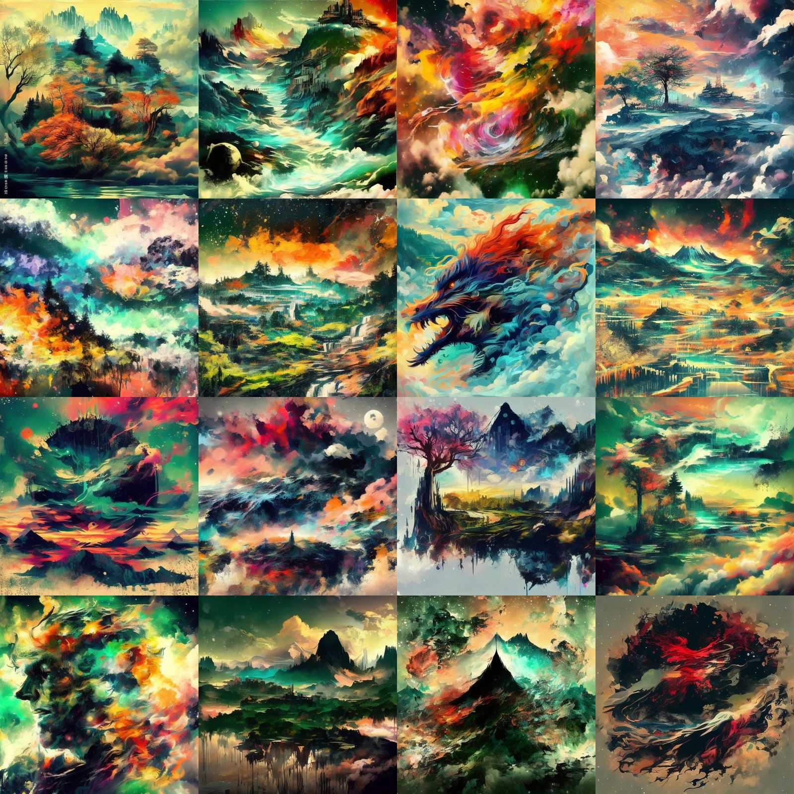 Fantastical Dragons in Detailed Matte Painting Style