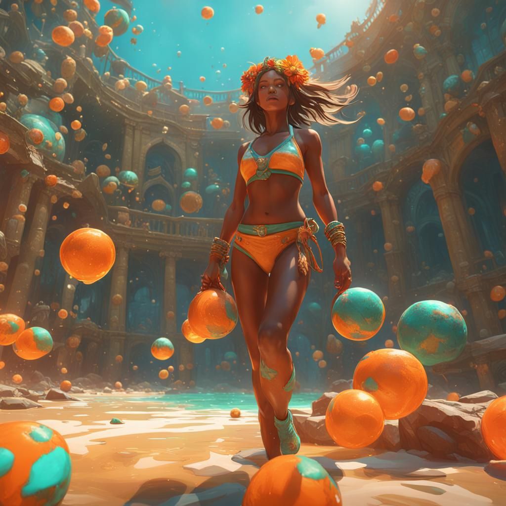 Bikini Girl in Art Nouveau Style