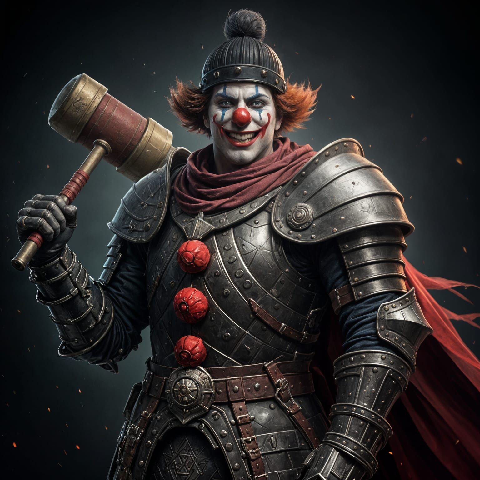 Clown Paladin in Dark Fantasy Concept Art
