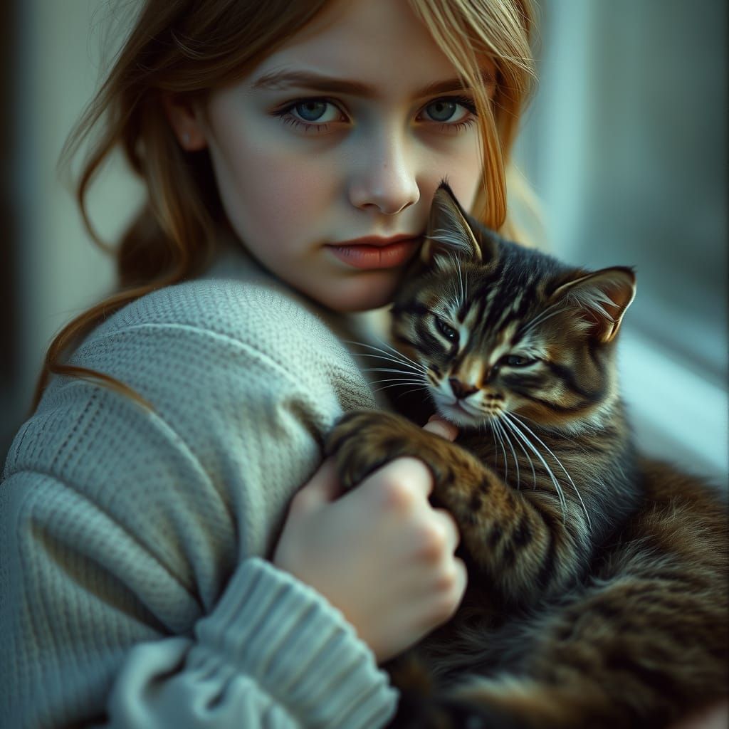 Tender Moment of Bittersweet Intimacy in Cinematic Style