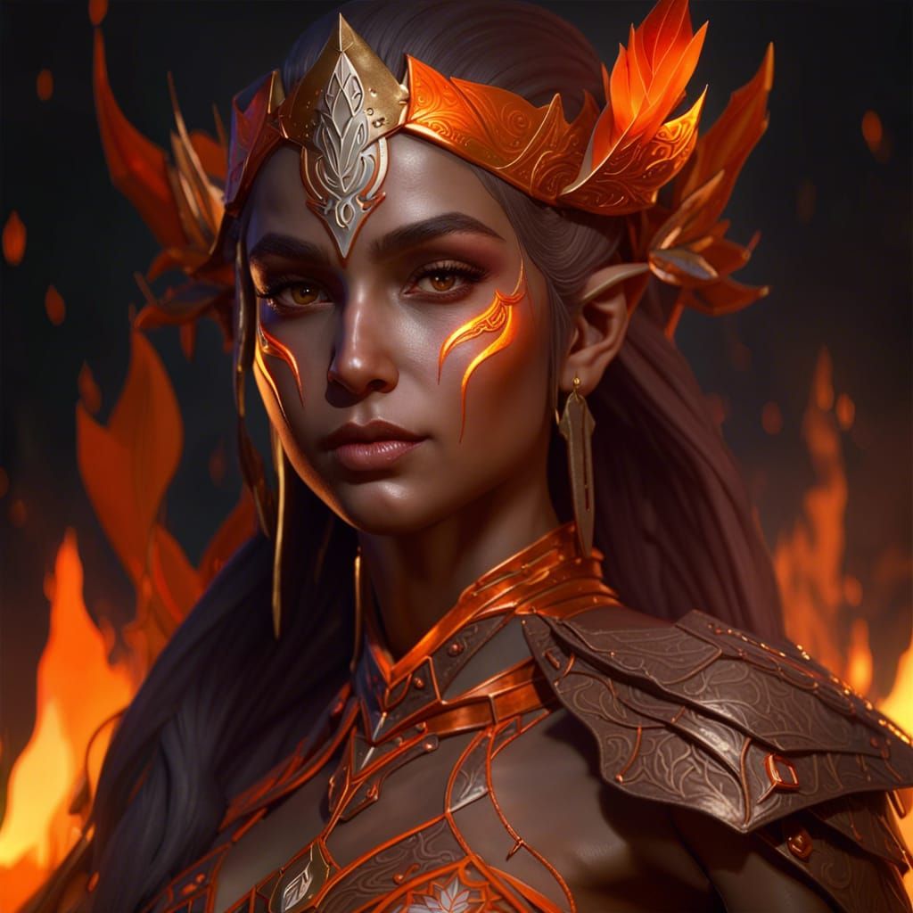 Warrior Fire Elf Concept Art in 8K