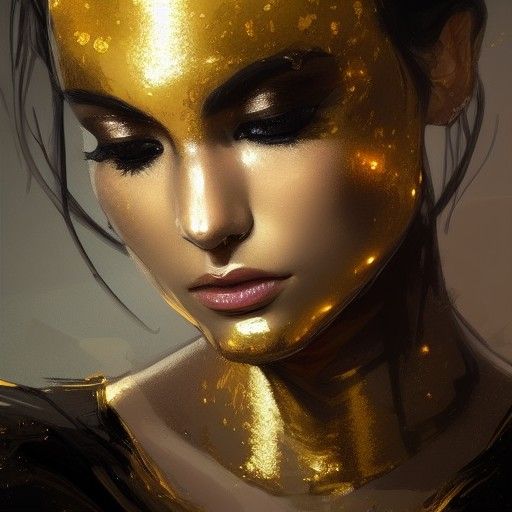 Gold and Black Portrait in Hyperdetailed Lighting