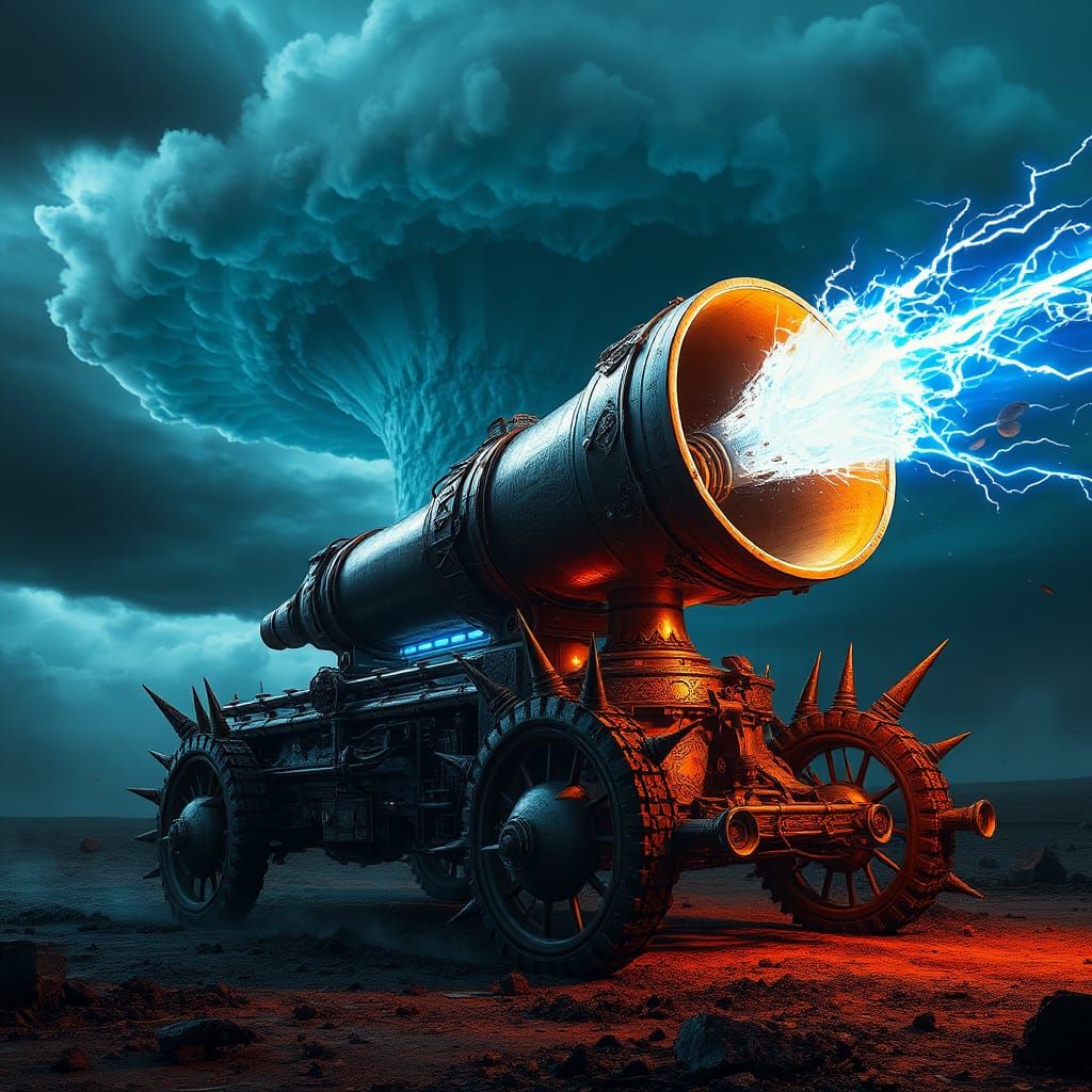 Ornate Medieval Cart Transports Sci-Fi Ray Gun