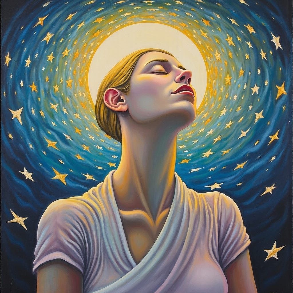 Ethereal Woman in Vortex of Light: Ascension Art