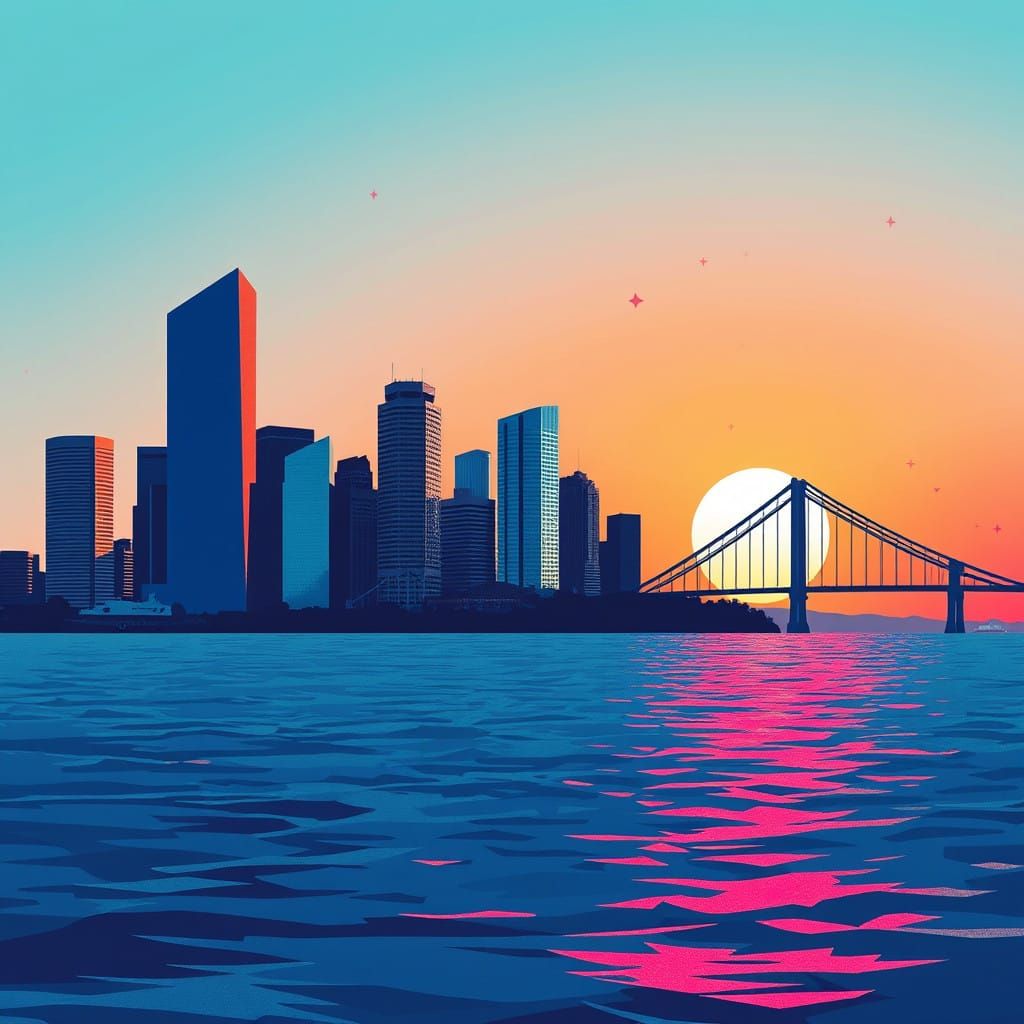 San Diego Skyline Transformed into Vibrant Geometric Art
