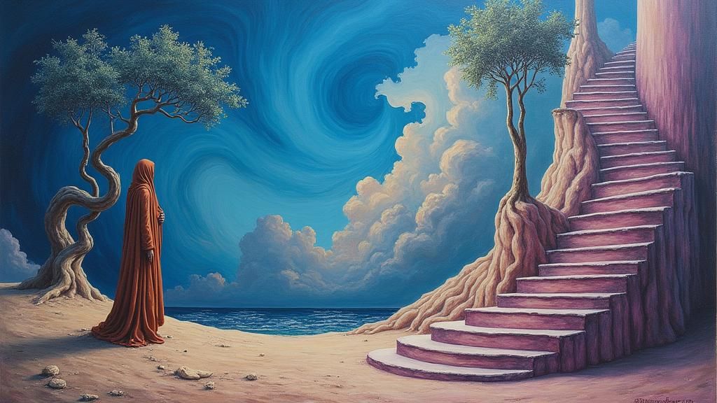 Surreal Landscape with Melting Sky in Oil Paint