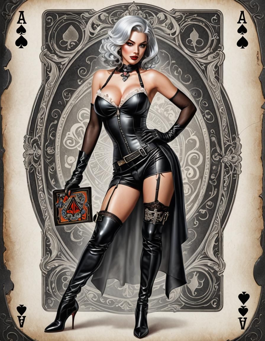 Ace of Spades Pinup Girl Playing Card Art