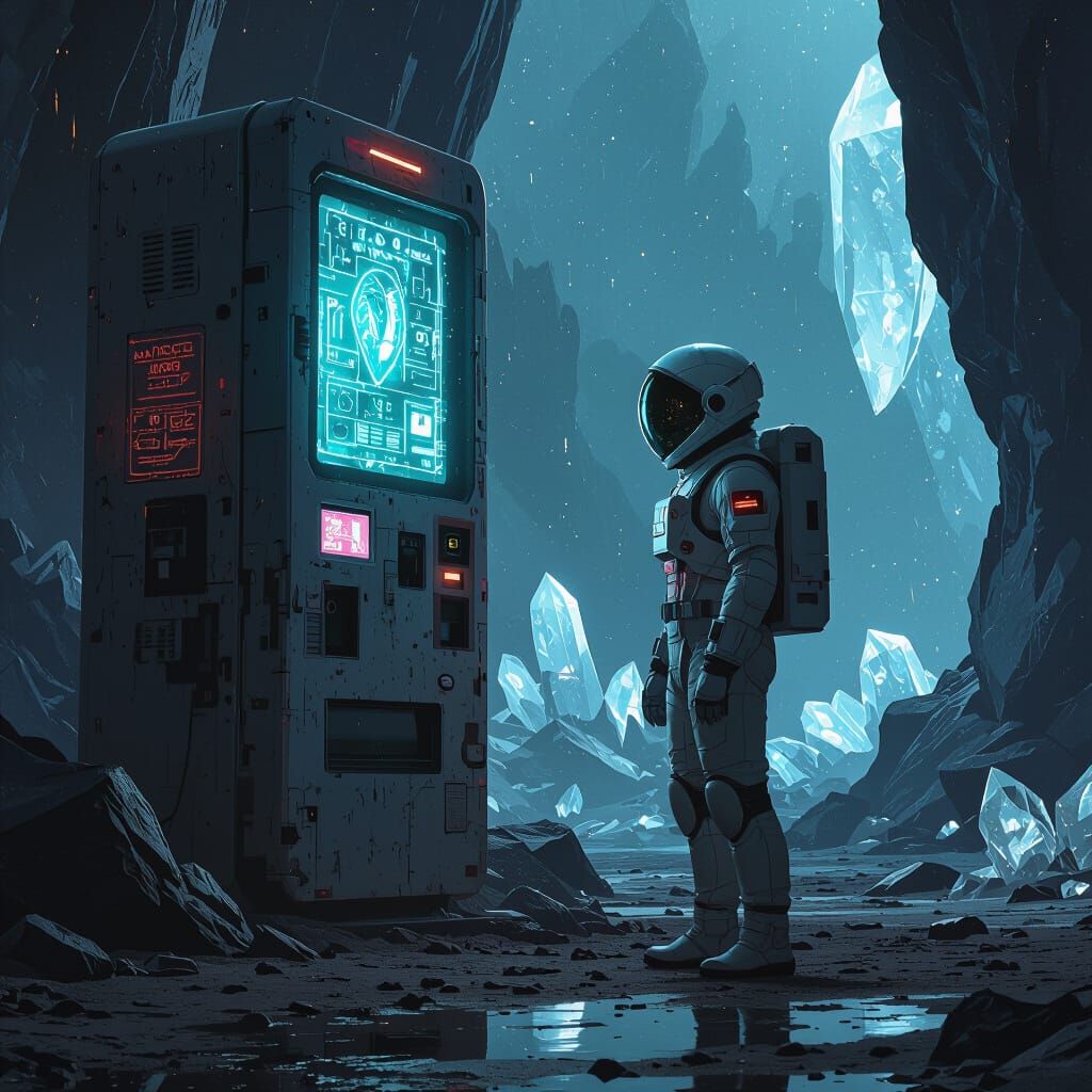 Alien Vending Machine Encounter on Distant Planet