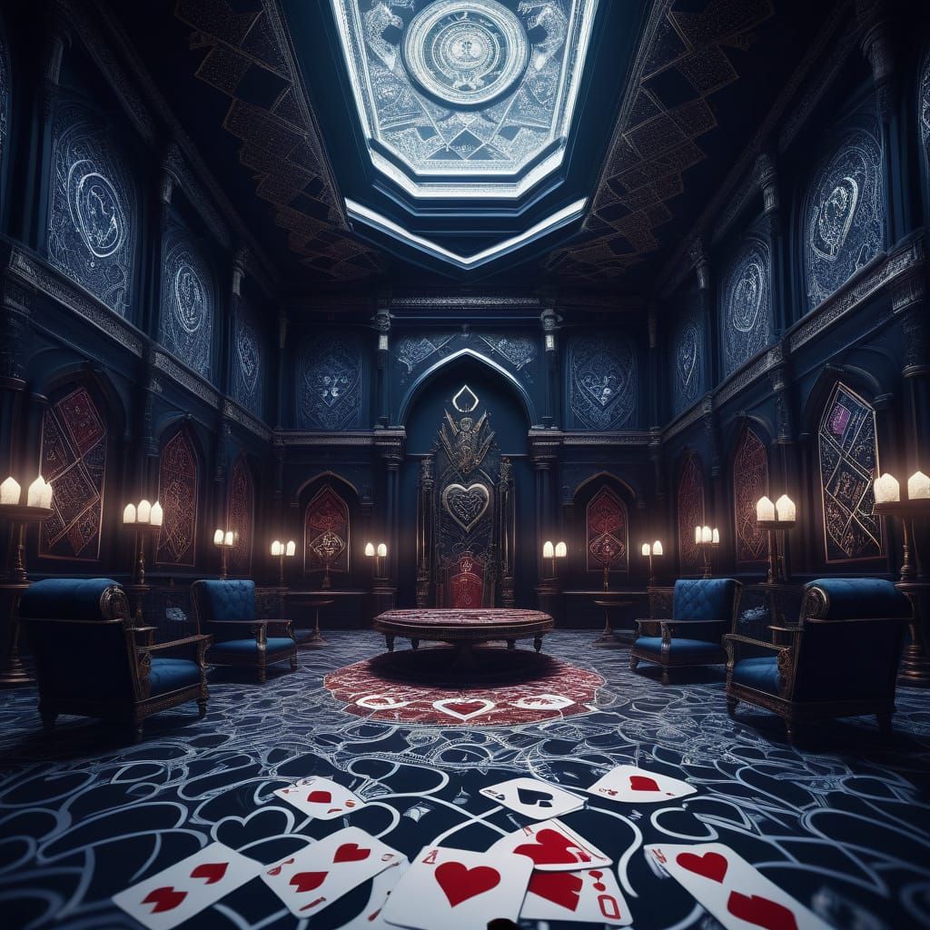 Majestic Royal Court Made of Playing Card Suits