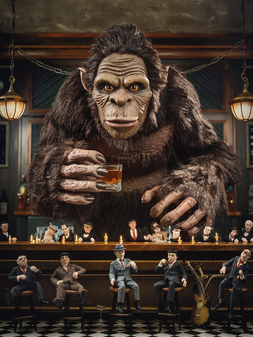 Bigfoot in a 1920s Speakeasy, Stop-Motion Style