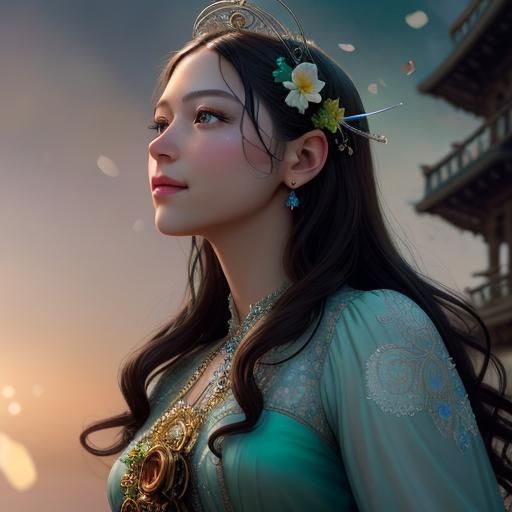 Steampunk Lady Serene Gaze: Photorealistic Portrait