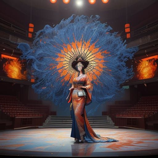 Ethereal Kabuki Dreamscape in Abstract Harmony