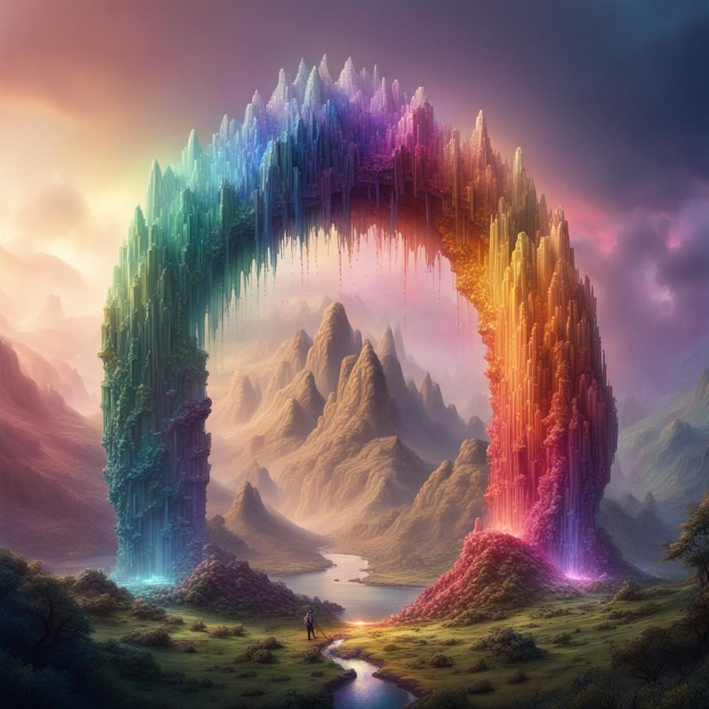 Rainbow Glitter Crystal: Epic Digital Matte Painting