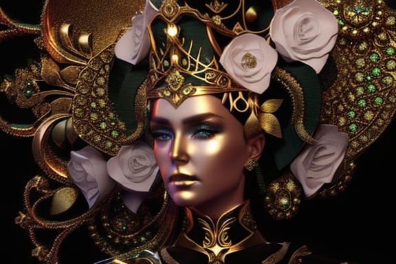 Steampunk Princess Warrior with Green Eyes