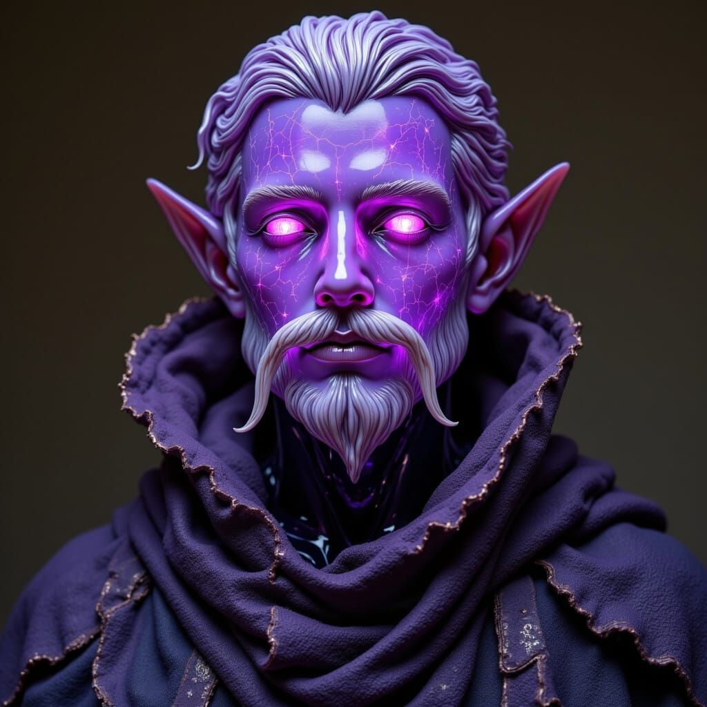 Glass Blown Elf Bust with Constellation Veins