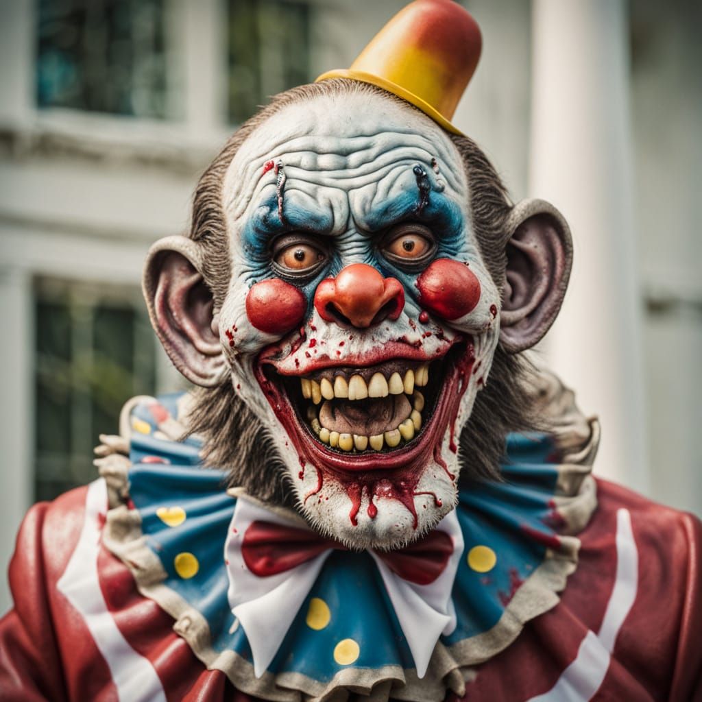 Surreal Clown Invasion of the White House in Oil on Canvas S...