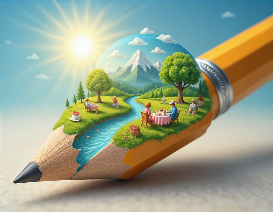 Pencil World: 3D Render of a Whimsical Penciltopia