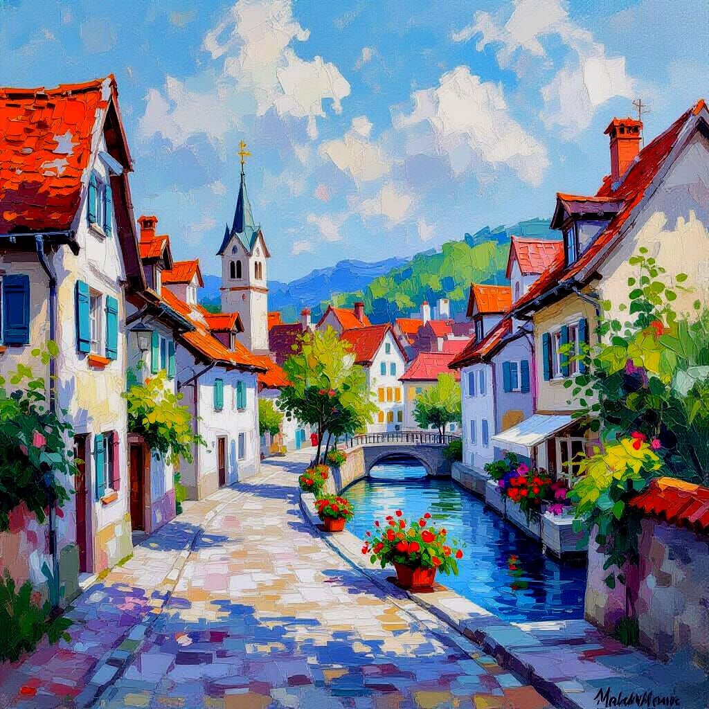 Island Bliss: Gouache Watercolor Impressionist Masterpiece