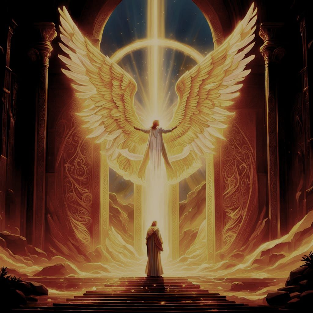 Shimmering Portal of Light with Angels