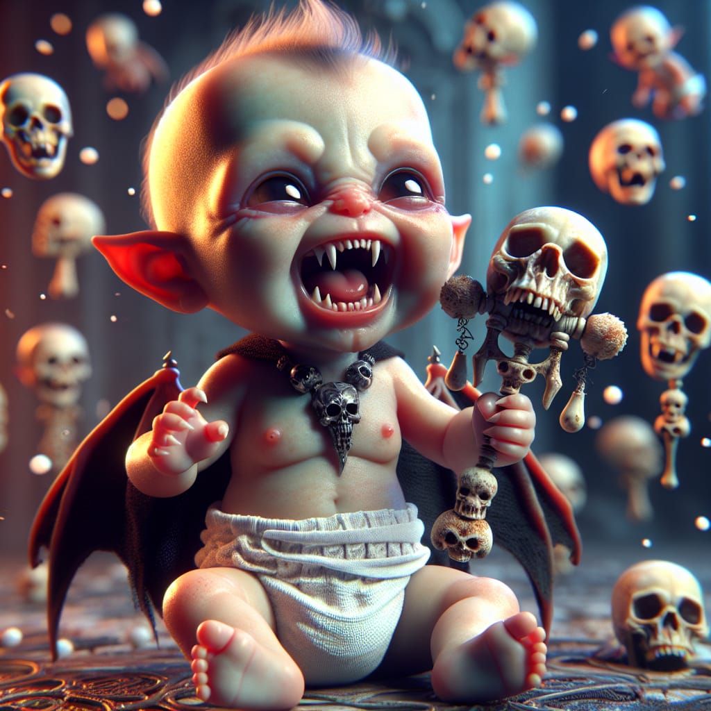 Laughing Baby Vampires with Bone Rattles