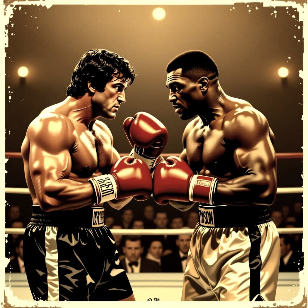 Rocky Balboa vs Mike Tyson in Retro Boxing Style