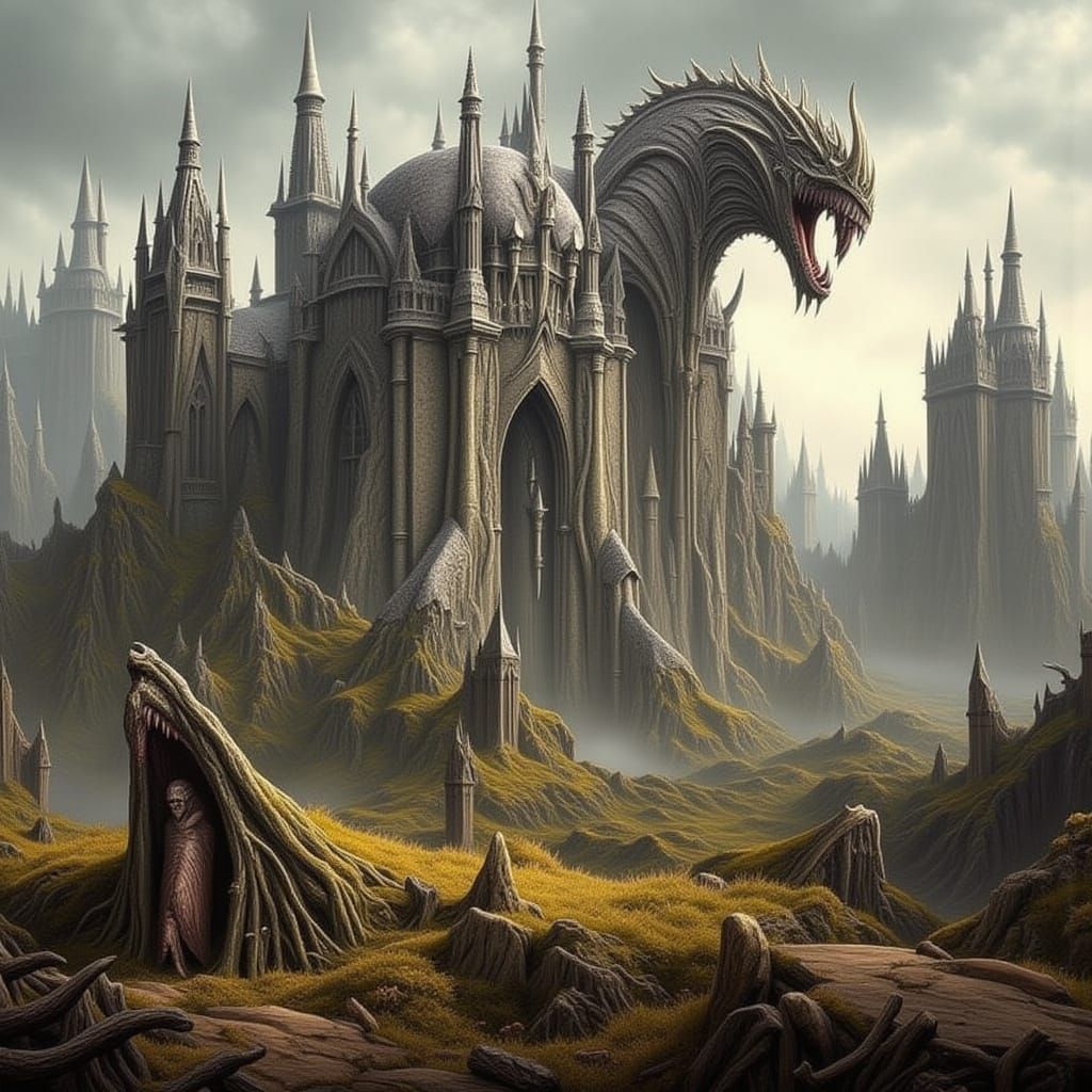 Fantasy Creatures in a Dreamlike Landscape