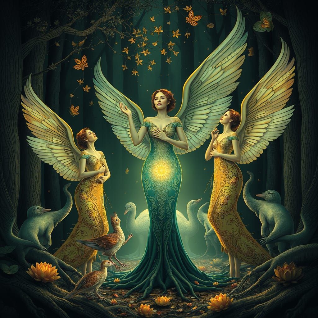 Women Blossom with Swan Wings and Iridescent Voices in Whims...
