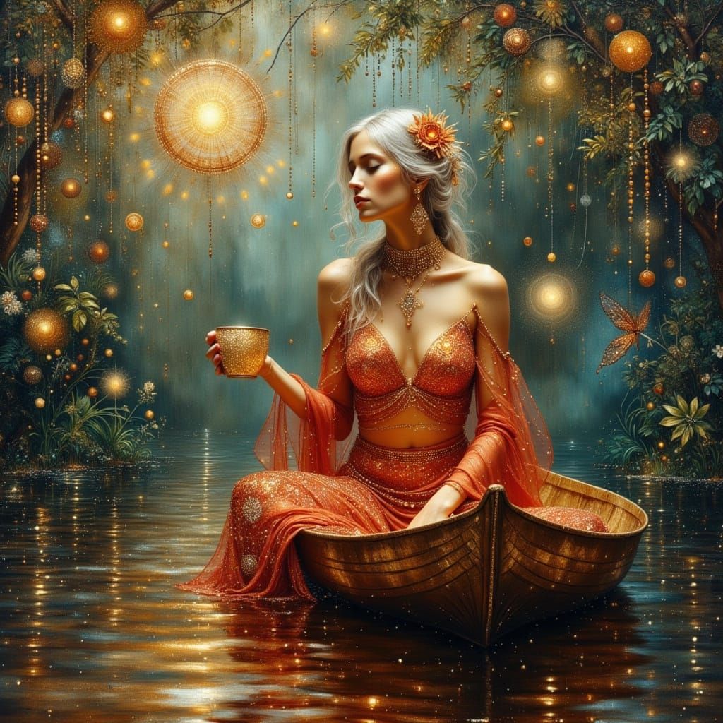 Bohemian Shaman in Jungle, Oil Painting Style