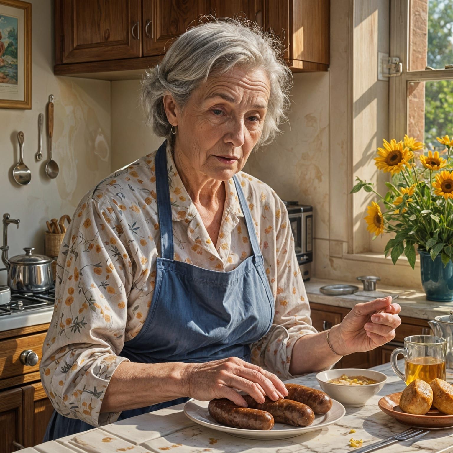 Eco-Friendly Old Lady Serves a Steaming Hot Cup