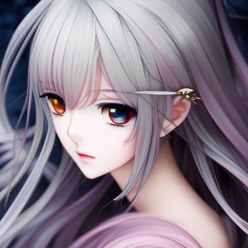 Cute Evil Witch Anime Portrait in Moonlit Forest