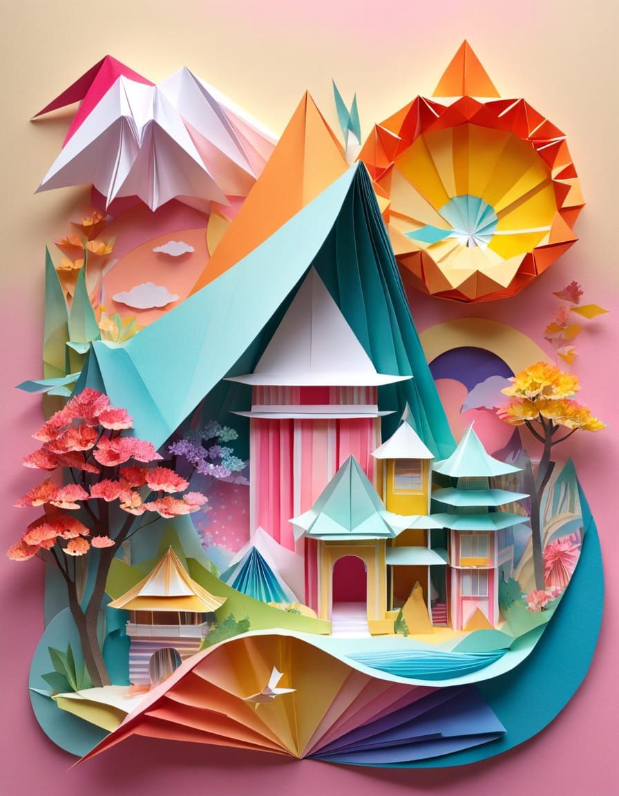 origami, collage, paper cutouts