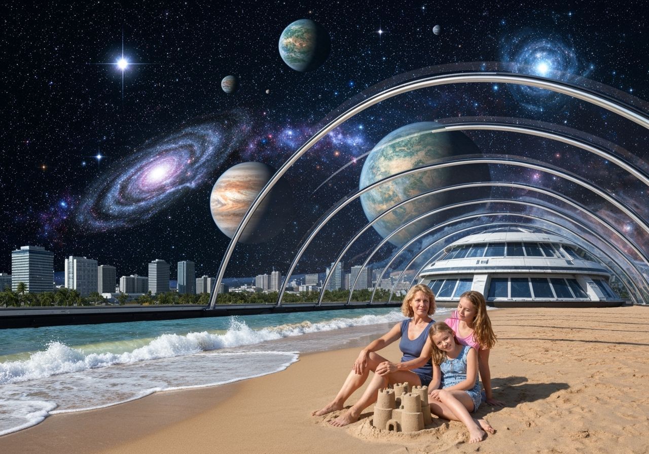 Family Beach Photo Inside Galactic Space Ark