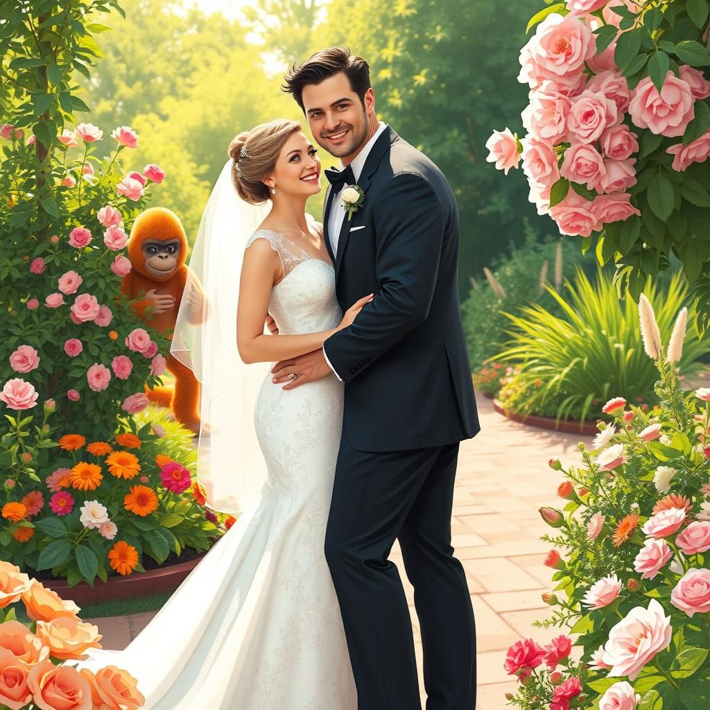 Groom and Bride Photobombed by Gorilla