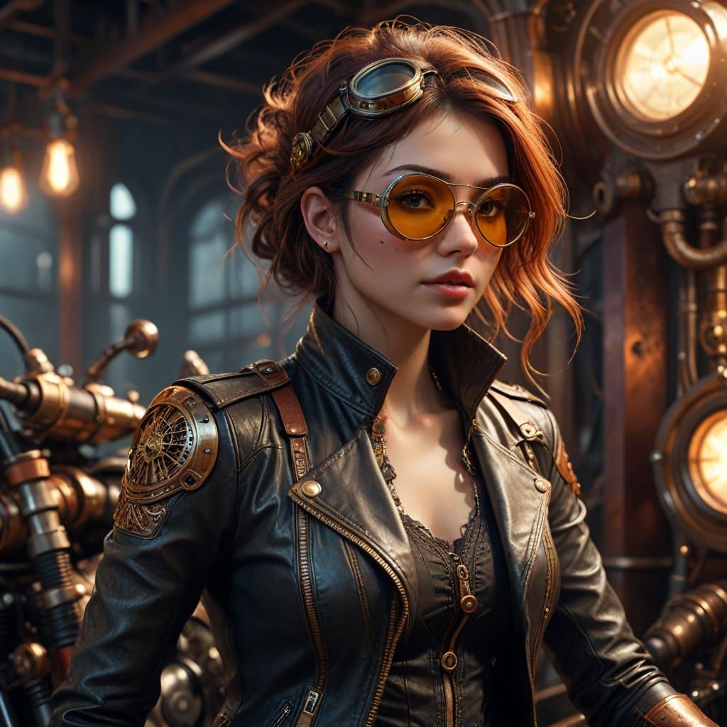 Steampunk Fairy Rides Steam-Powered Motorcycle in Whimsical,...