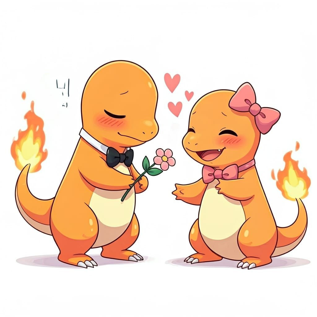 Charmander Love Story in Sanrio Style
