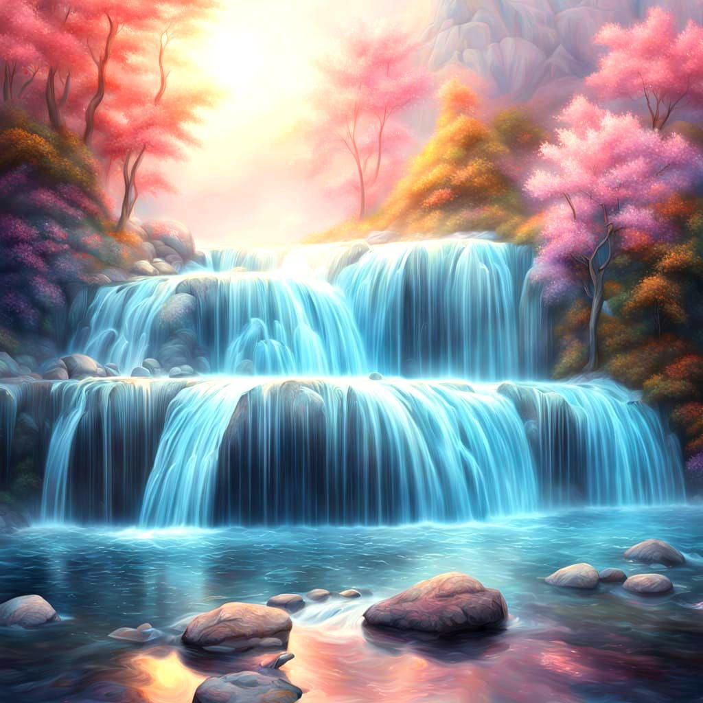 Bedroom Waterfall: A Surreal Interior