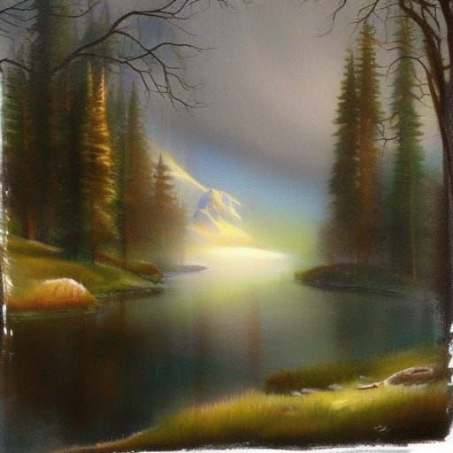 Ethereal Ink Fantasy Landscape in Hyperdetail