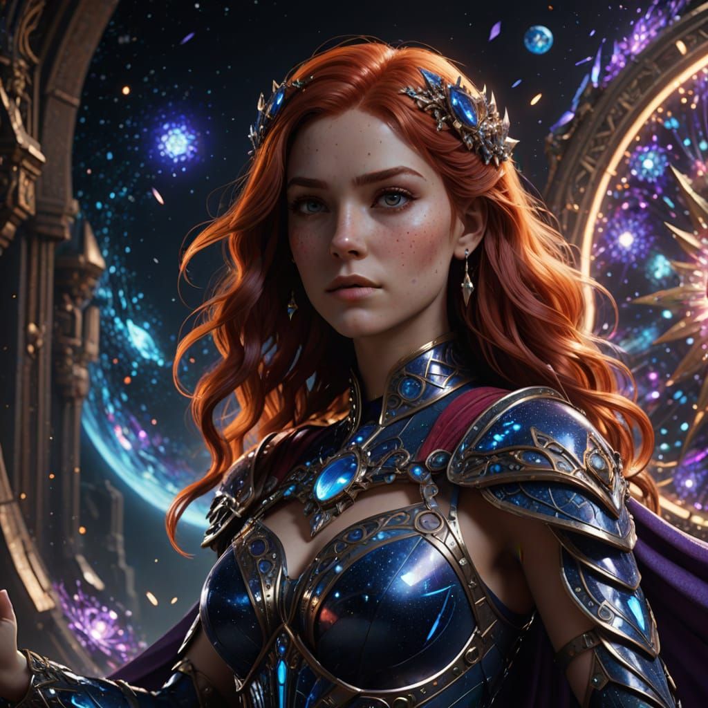 Cosmic Redhead in Fantasy Art Style