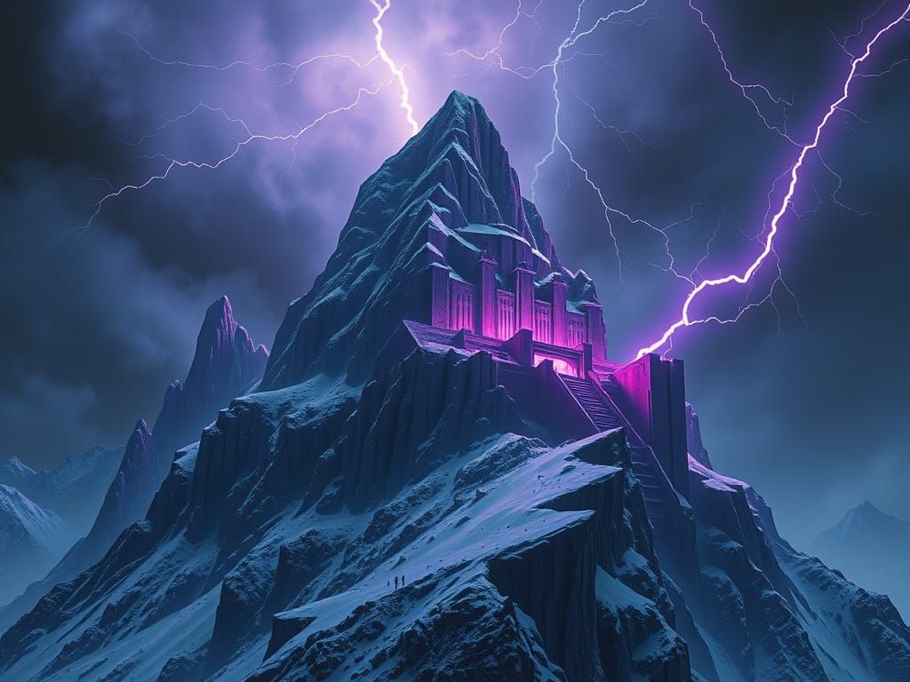 Ominous Supervillain Lair in Jagged Mountain Peak