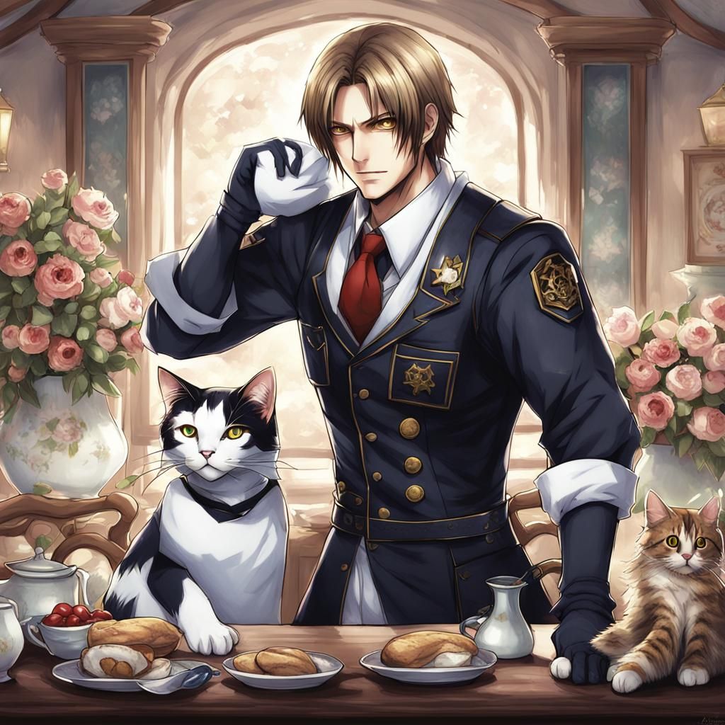 Leon Kennedy in Cat Maid Outfit: Anime Style